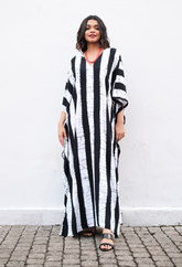 Noir et Blanc - Black and White Stripes Kaftan