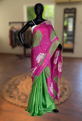 Limelight - Hot Pink snd Green Abstract Print Saree