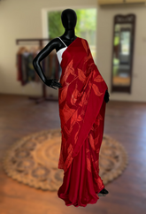 Red Glory - Red and Orange Floral Saree