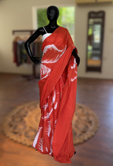 Tangerine Sensation - Orange Abstract Saree