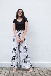 Pétale de Minuit - Black and White Floral Pants
