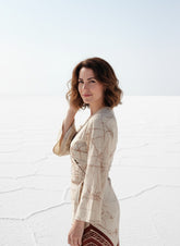 Beige Batik Wrap Top