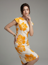Orange and White Dress