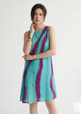 Silk Blue and White Dress