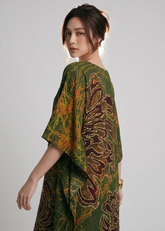 Silk Green and Brown Kaftan