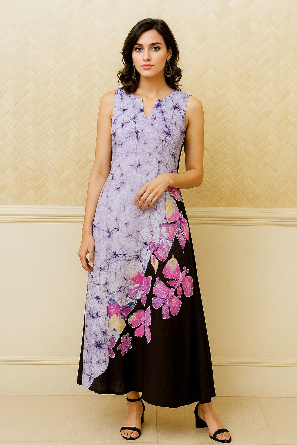 black purple floral dress Black Floral High Low Dress