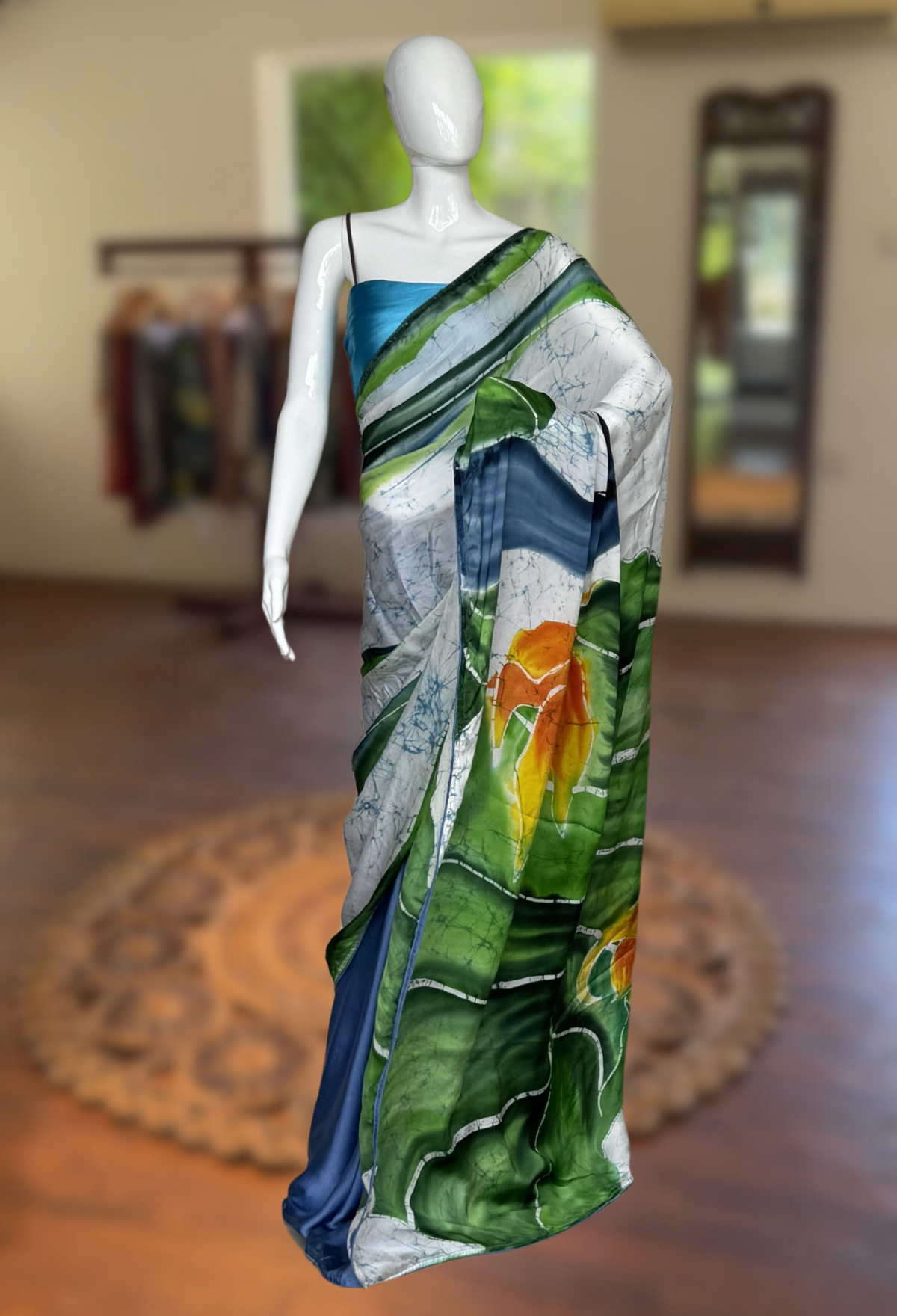 Birds of Paradise - Tropical Multi-Colour Saree