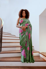 Kate - Purple and Green Floral Saree