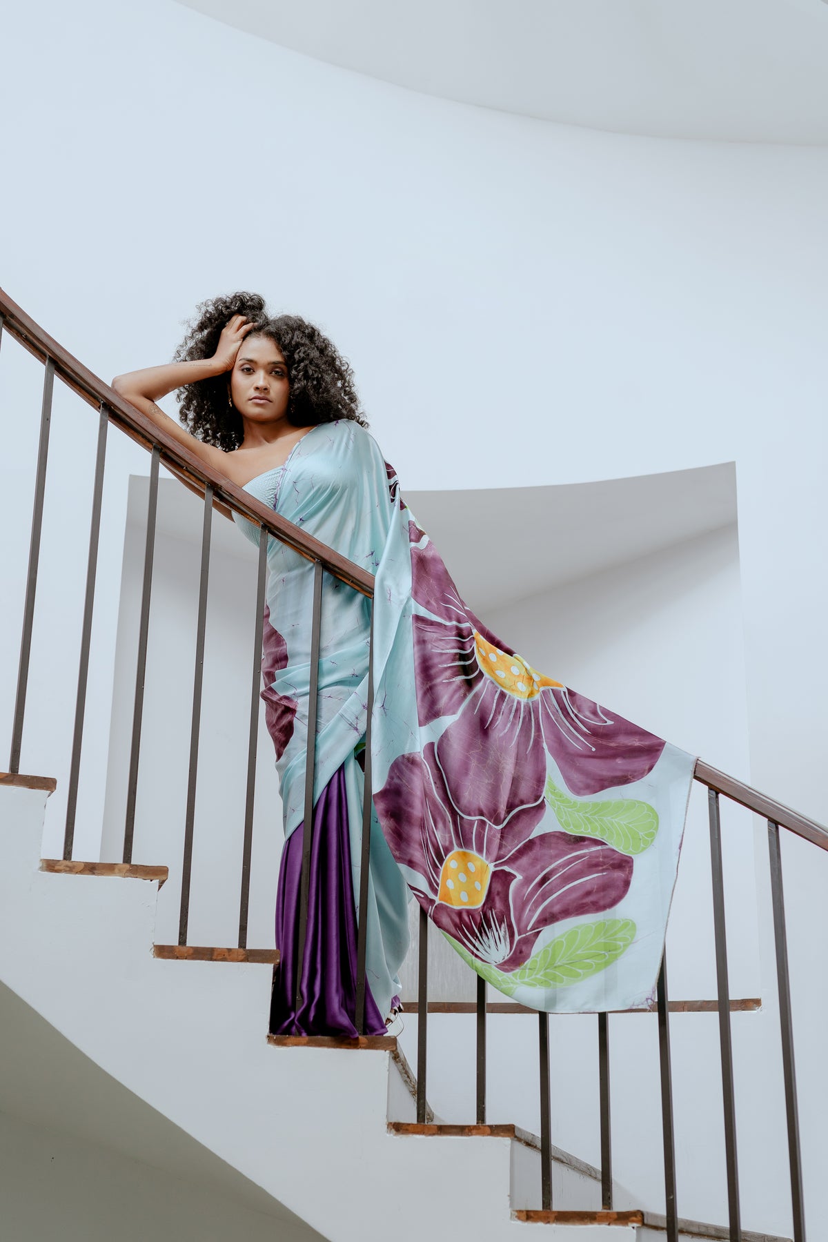 Francesca - Blue and Purple Floral Saree