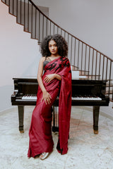 Agatha - Red and Black Saree