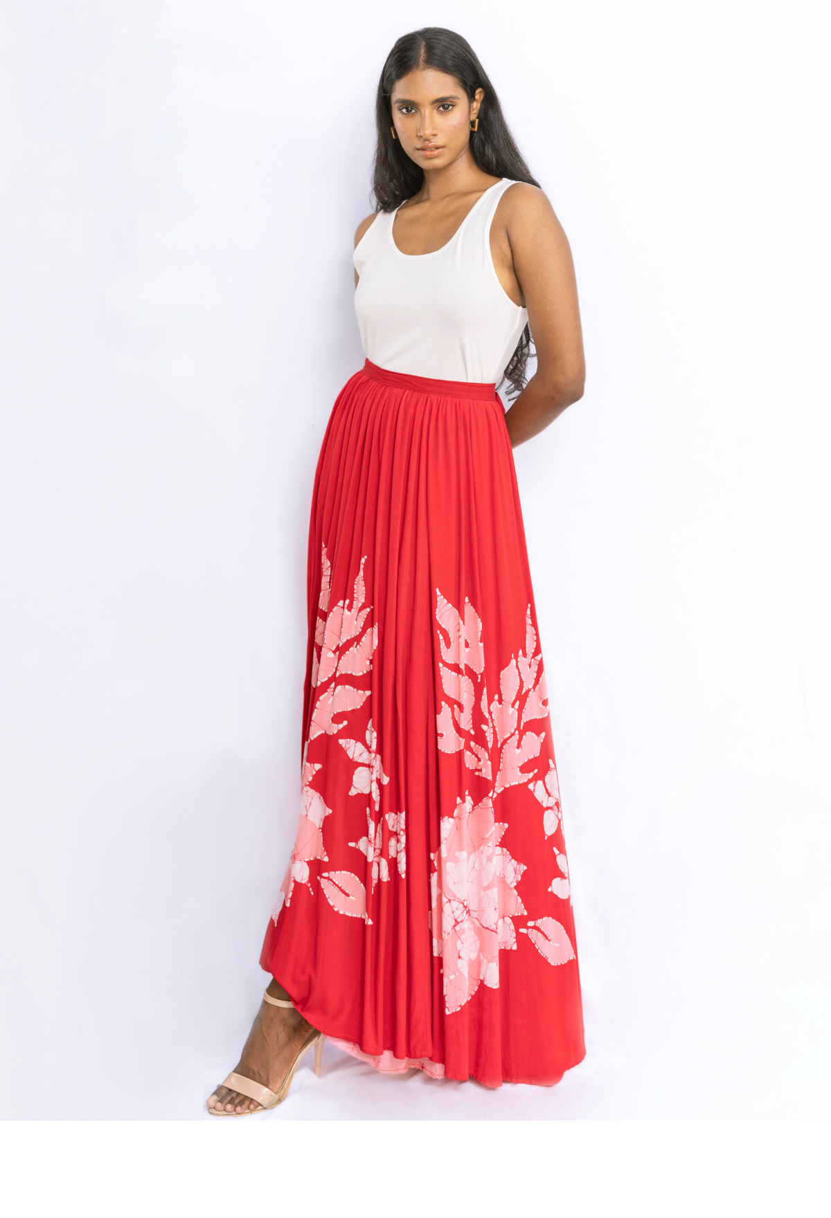 Red Blossom Skirt- Red Skirt, with Floral designs