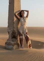 Beige Batik Wrap Top
