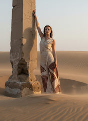 Beige Batik Wrap Top
