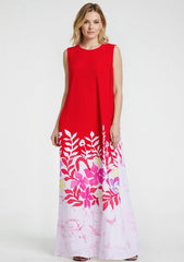 Red and White Viscose Dress