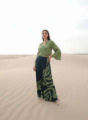 Green Wrap Batik Top