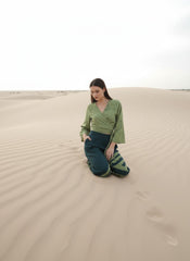 Green Wrap Batik Top