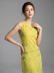 Green and White Dress
