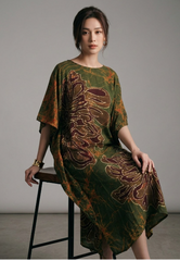 Silk Green and Brown Kaftan