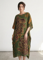 Silk Green and Brown Kaftan