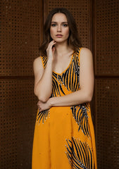 Shoulder tier up viscose dress