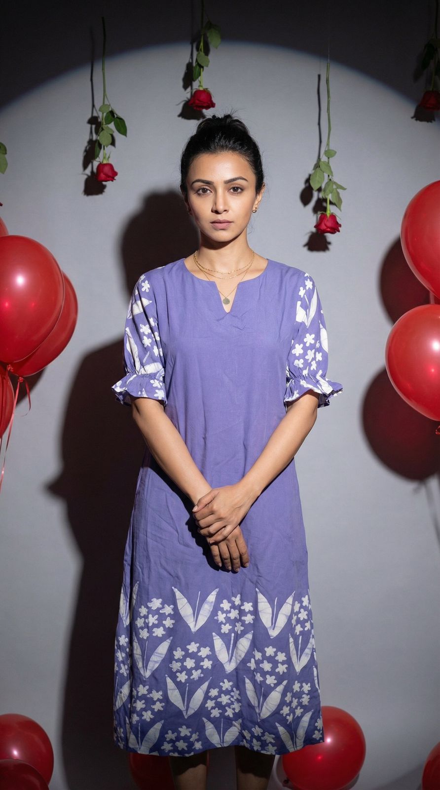 Purple and White Batik Frock