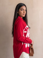 Red and White Batik Shirt