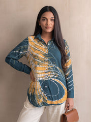 Blue, Yellow and White Batik Shirt