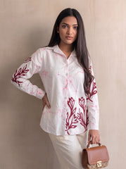 White and Red Batik Shirt