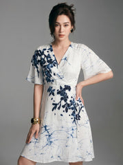 Ivory Flora Silk Dress